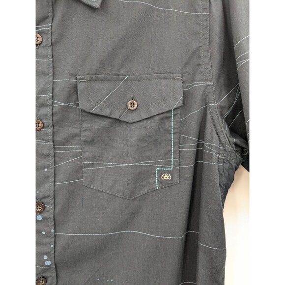 686 Performance Dry Shirt Men Size M Button Up Abstract Print Outdoor Streetwear - Picture 7 of 12